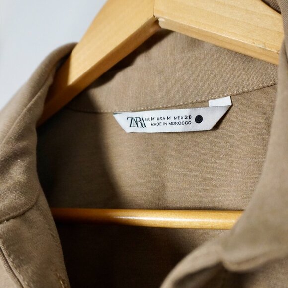 Zara Blazer-Style Drape Shirt/Jacket - Tan/Camel - Picture 4 of 7